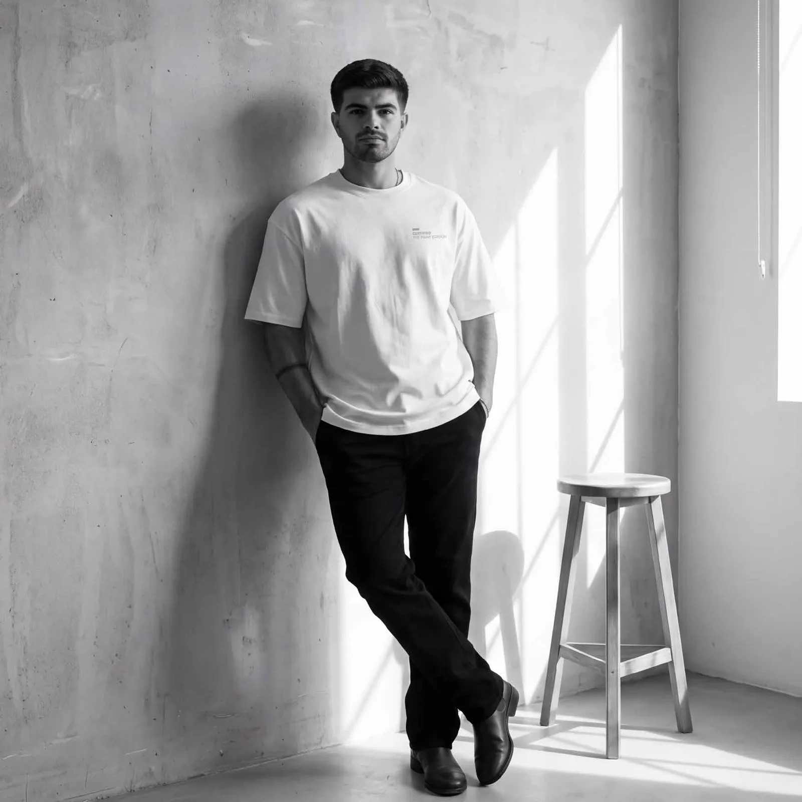 Black and white fashion portrait